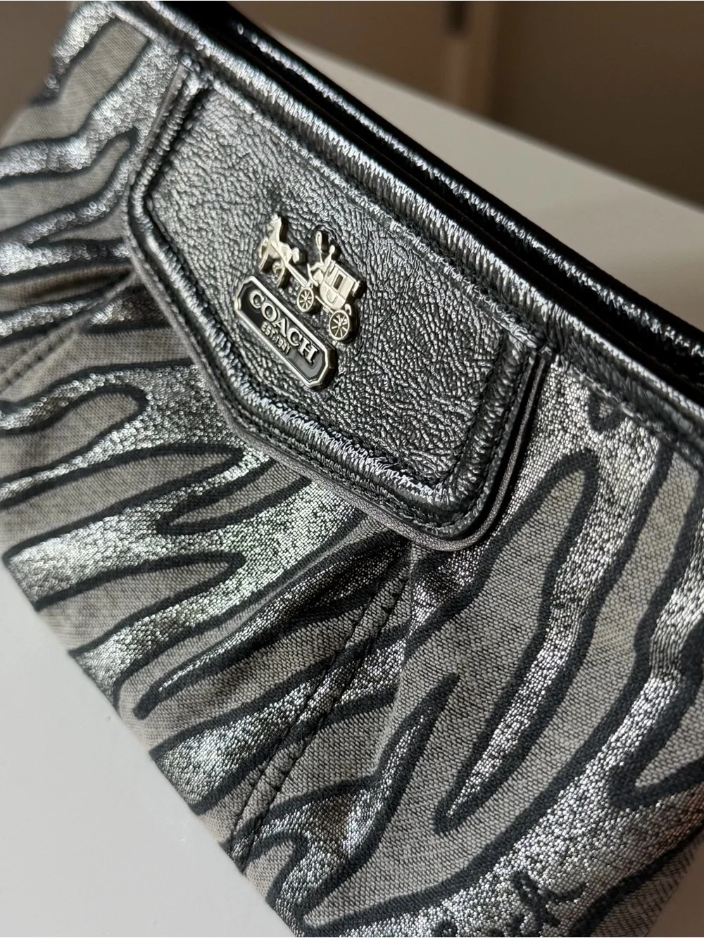Coach Y2K Madison Zebra Print Convertible Shoulder Bag Wristlet Clutch